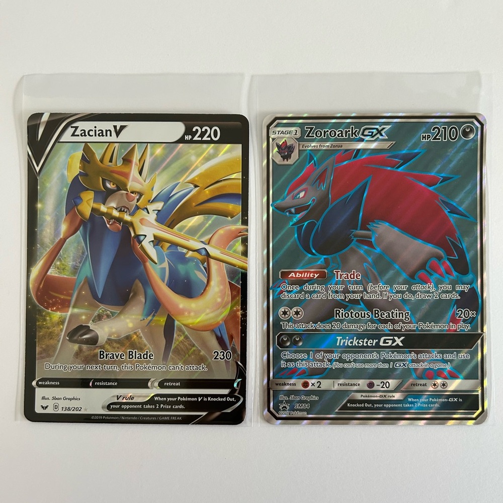 🦋 5/$25 - Zacian V 138/202 & Zoroark GX SM84 Jumbo Oversized Pokémon Cards - Picture 13 of 14